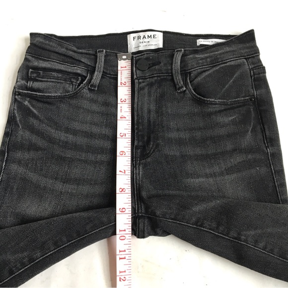 FRAME Le Skinny de Jeanne Crop Denim Jeans in Jackson Peak Black Gray Wash 26 - Picture 13 of 17